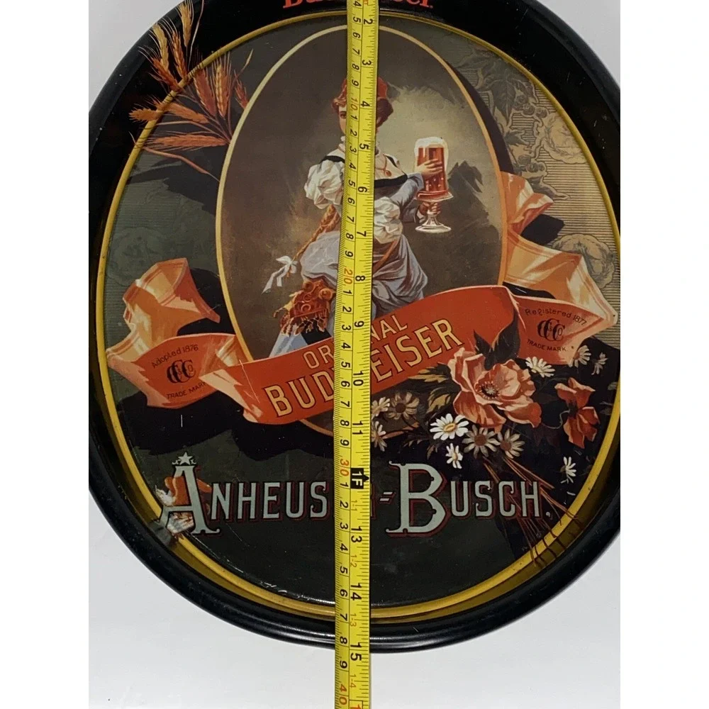 Budweiser Beer Tray 1987‎ Reproduction German Barmaid Budweiser Girl of 1886